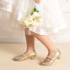 DREAM PAIRS Girls Dress Shoes Low Heels for Little Big Girl Mary Jane Shoes with Pearl Rhinestones Flower Girl Pumps Princess Wedding Party(Gold)