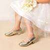 DREAM PAIRS Girls Dress Shoes Low Heels for Little Big Girl Mary Jane Shoes with Pearl Rhinestones Flower Girl Pumps Princess Wedding Party(Gold)