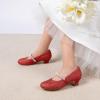 DREAM PAIRS Girls Dress Shoes Low Heels for Little Big Girl Mary Jane Shoes with Pearl Rhinestones Flower Girl Pumps Princess Wedding Party(Red)