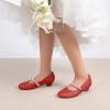 DREAM PAIRS Girls Dress Shoes Low Heels for Little Big Girl Mary Jane Shoes with Pearl Rhinestones Flower Girl Pumps Princess Wedding Party(Red)