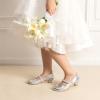 DREAM PAIRS Girls Dress Shoes Low Heels for Little Big Girl Mary Jane Shoes with Pearl Rhinestones Flower Girl Pumps Princess Wedding Party(Silver)