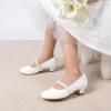 DREAM PAIRS Girls Dress Shoes Low Heels for Little Big Girl Mary Jane Shoes with Pearl Rhinestones Flower Girl Pumps Princess Wedding Party(White)