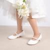 DREAM PAIRS Girls Dress Shoes Low Heels for Little Big Girl Mary Jane Shoes with Pearl Rhinestones Flower Girl Pumps Princess Wedding Party(White)