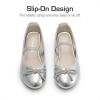 DREAM PAIRS Girls Dress Shoes Slip-on Flower Girl Ballet Flats for Party, Wedding, Performance, Prom, Graduation(Silver)