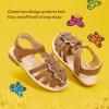 DREAM PAIRS Girls Sandals Closed-Toe Sandals with Interchangeable DIY Flower Dress Summer Shoes Toddler/Little Kid(Brown)