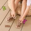 DREAM PAIRS Girls Sandals Closed-Toe Sandals with Interchangeable DIY Flower Dress Summer Shoes Toddler/Little Kid(Brown)