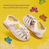 DREAM PAIRS Girls Sandals Closed-Toe Sandals with Interchangeable DIY Flower Dress Summer Shoes Toddler/Little Kid(Ivory-pu)