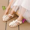 DREAM PAIRS Girls Sandals Closed-Toe Sandals with Interchangeable DIY Flower Dress Summer Shoes Toddler/Little Kid(Ivory-pu)