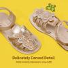 DREAM PAIRS Girls Sandals Closed-Toe Sandals with Interchangeable DIY Flower Dress Summer Shoes Toddler/Little Kid(Rose Gold)