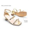 DREAM PAIRS Girls Sandals Low Heel Dress Pump Ankle Strap Two Strapped Bow Flower Wedding Party Shoes for Little Kid/Big Kid(Gold)
