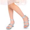 DREAM PAIRS Girls Sandals Low Heel Dress Pump Ankle Strap Two Strapped Bow Flower Wedding Party Shoes for Little Kid/Big Kid(Light Blue)