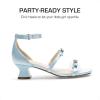 DREAM PAIRS Girls Sandals Low Heel Dress Pump Ankle Strap Two Strapped Bow Flower Wedding Party Shoes for Little Kid/Big Kid(Light Blue)