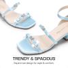 DREAM PAIRS Girls Sandals Low Heel Dress Pump Ankle Strap Two Strapped Bow Flower Wedding Party Shoes for Little Kid/Big Kid(Light Blue)