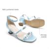 DREAM PAIRS Girls Sandals Low Heel Dress Pump Ankle Strap Two Strapped Bow Flower Wedding Party Shoes for Little Kid/Big Kid(Light Blue)