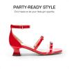 DREAM PAIRS Girls Sandals Low Heel Dress Pump Ankle Strap Two Strapped Bow Flower Wedding Party Shoes for Little Kid/Big Kid(Red)
