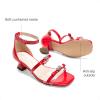 DREAM PAIRS Girls Sandals Low Heel Dress Pump Ankle Strap Two Strapped Bow Flower Wedding Party Shoes for Little Kid/Big Kid(Red)