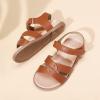 DREAM PAIRS Girls Sandals Open Toe Princess Flat Sandals Strappy Summer Shoes Toddler/Little Kid(Brown-pu)