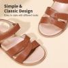 DREAM PAIRS Girls Sandals Open Toe Princess Flat Sandals Strappy Summer Shoes Toddler/Little Kid(Brown-pu)