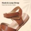 DREAM PAIRS Girls Sandals Open Toe Princess Flat Sandals Strappy Summer Shoes Toddler/Little Kid(Brown-pu)