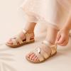 DREAM PAIRS Girls Sandals Open Toe Princess Flat Sandals Strappy Summer Shoes Toddler/Little Kid(Gold/Pu)