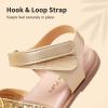 DREAM PAIRS Girls Sandals Open Toe Princess Flat Sandals Strappy Summer Shoes Toddler/Little Kid(Gold-glitter)