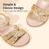 DREAM PAIRS Girls Sandals Open Toe Princess Flat Sandals Strappy Summer Shoes Toddler/Little Kid(Gold-glitter)