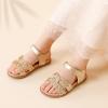 DREAM PAIRS Girls Sandals Open Toe Princess Flat Sandals Strappy Summer Shoes Toddler/Little Kid(Gold-glitter)