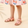 DREAM PAIRS Girls Sandals Open Toe Princess Flat Sandals Strappy Summer Shoes Toddler/Little Kid(Pink/Pu)