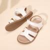 DREAM PAIRS Girls Sandals Open Toe Princess Flat Sandals Strappy Summer Shoes Toddler/Little Kid(White/Pu)