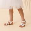 DREAM PAIRS Girls Sandals Open Toe Princess Flat Sandals Strappy Summer Shoes Toddler/Little Kid(White/Pu)