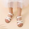 DREAM PAIRS Girls Sandals Open Toe Princess Flat Sandals Strappy Summer Shoes Toddler/Little Kid(White-glitter)