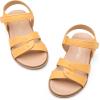 DREAM PAIRS Girls Sandals Open Toe Princess Flat Sandals Strappy Summer Shoes Toddler/Little Kid(Yellow/Pu)