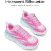 DREAM PAIRS Girls Shoes Sneakers Kids Tennis Shoes Lightweight Lace Up Running Casual Walking Shoes(Hot Pink/Rainbow)