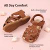 DREAM PAIRS Girls Toddler/Little Kid Closed-Toe Flower Summer Dress Sandals Shoes(Brown)