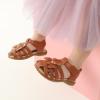 DREAM PAIRS Girls Toddler/Little Kid Closed-Toe Flower Summer Dress Sandals Shoes(Brown)