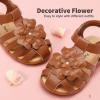DREAM PAIRS Girls Toddler/Little Kid Closed-Toe Flower Summer Dress Sandals Shoes(Brown)
