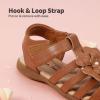 DREAM PAIRS Girls Toddler/Little Kid Closed-Toe Flower Summer Dress Sandals Shoes(Brown)