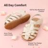 DREAM PAIRS Girls Toddler/Little Kid Closed-Toe Flower Summer Dress Sandals Shoes(Milky White)