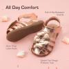 DREAM PAIRS Girls Toddler/Little Kid Closed-Toe Flower Summer Dress Sandals Shoes(Rose Gold-metallic)