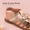 DREAM PAIRS Girls Toddler/Little Kid Closed-Toe Flower Summer Dress Sandals Shoes(Rose Gold-metallic)