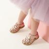 DREAM PAIRS Girls Toddler/Little Kid Closed-Toe Flower Summer Dress Sandals Shoes(Rose Gold-metallic)