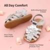 DREAM PAIRS Girls Toddler/Little Kid Closed-Toe Flower Summer Dress Sandals Shoes(Silver)