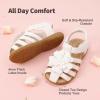 DREAM PAIRS Girls Toddler/Little Kid Closed-Toe Flower Summer Dress Sandals Shoes(White)