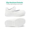 DREAM PAIRS Kids Girls Mary Jane Sneakers Strap Toddler Little Girls School Shoes Soft Walking Party Flat Shoes(White)
