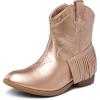 DREAM PAIRS Girls Cowgirl Cowboy Ankle Western Boots Side Zipper Riding Shoes with Tassel Little Kid/Big Kid(Rose Gold)
