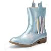 DREAM PAIRS Girls Cowgirl Cowboy Western Mid Calf Tassel Boots(Blue)