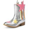 DREAM PAIRS Girls Cowgirl Cowboy Western Mid Calf Tassel Boots(Silver)