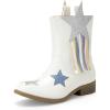 DREAM PAIRS Girls Cowgirl Cowboy Western Mid Calf Tassel Boots(White-pu)