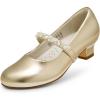 DREAM PAIRS Girls Dress Shoes Low Heels for Little Big Girl Mary Jane Shoes with Pearl Rhinestones Flower Girl Pumps Princess Wedding Party(Gold)