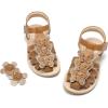 DREAM PAIRS Girls Sandals Closed-Toe Sandals with Interchangeable DIY Flower Dress Summer Shoes Toddler/Little Kid(Brown)